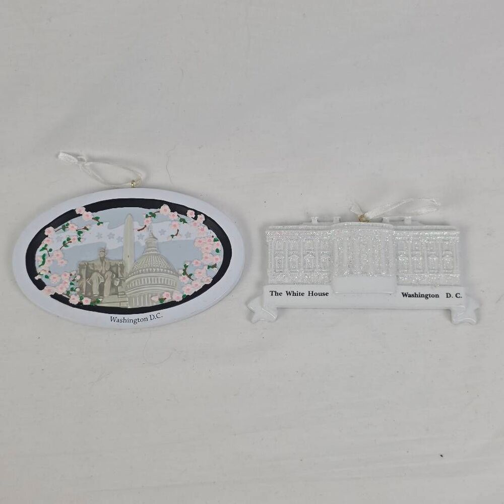 Washington DC White House Landmark Christmas Ornaments Set 2